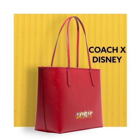 DISNEY X COACH CITY TOTE BAG EVIL QUEEN MOTIF SNOW WHITE AND THE SEVEN DWARFS - Picture 3 of 14